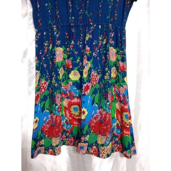 LACE & MESH Colorful Flower Summer Dress Blue Red Green Yellow Pink - Picture 4 of 8